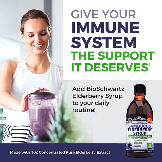 Elderberry Syrup For Kids And Adults - Natural Immune Support With Zinc And Vitamin C Plus 10X Concentrated Sambucus Elderberries - Blueberry Pancake Flavor - Gluten-Free, Non-Gmo Multiminerals - 8Oz