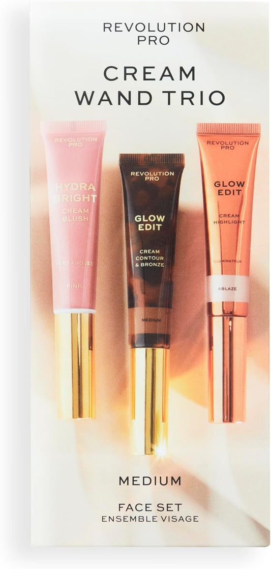 Revolution Pro, Crème Gezichtsstick Trio, Crème Contour, Blush & Highlighter Make-Up Set, Light