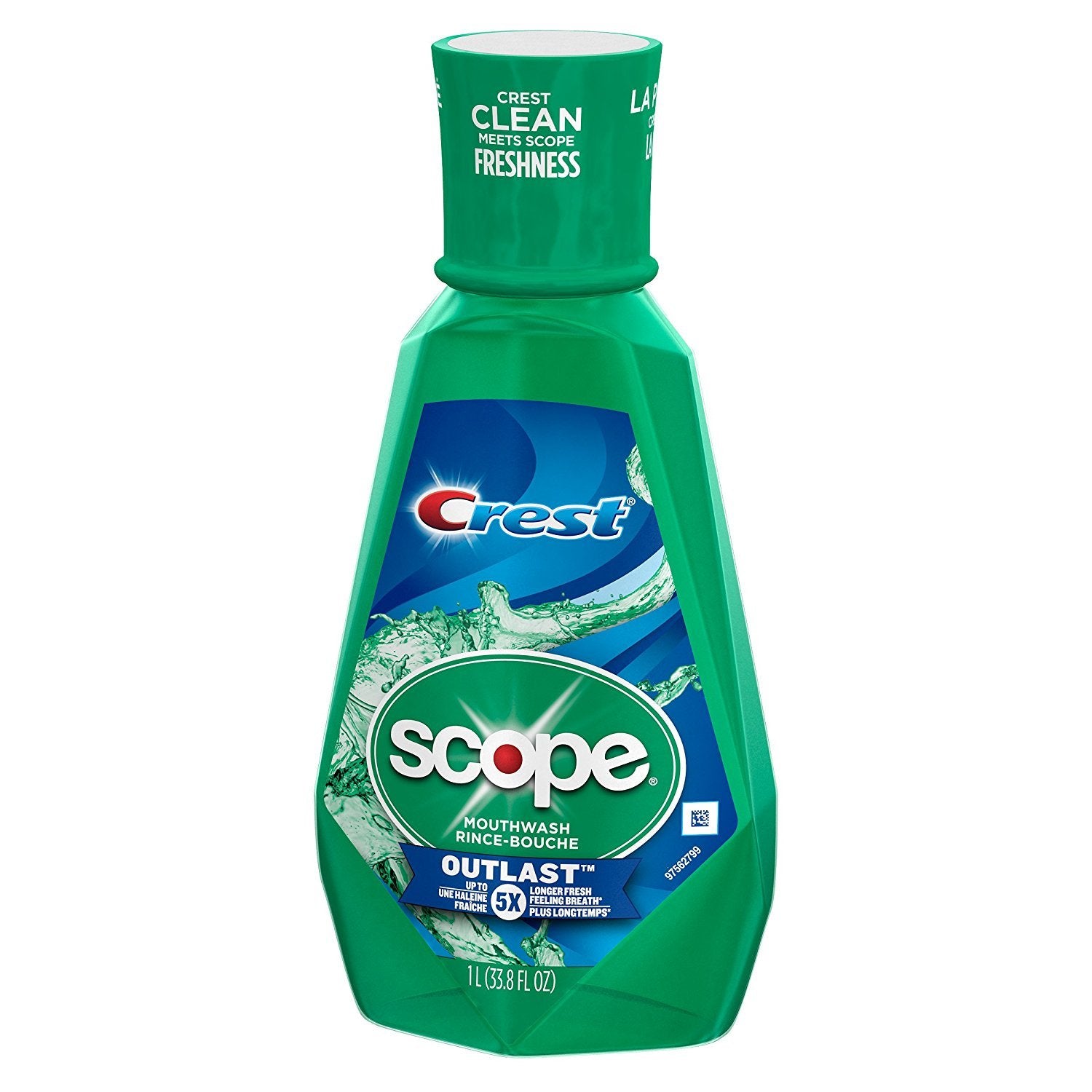 Crest Scope Outlast Mouthwash, Long Lasting Mint, 1 L : Health & Household