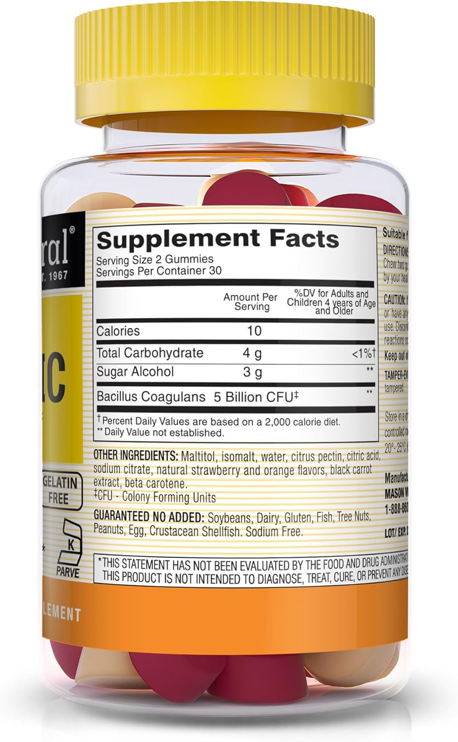 Mason Natural Sugar Free Probiotic Gummies