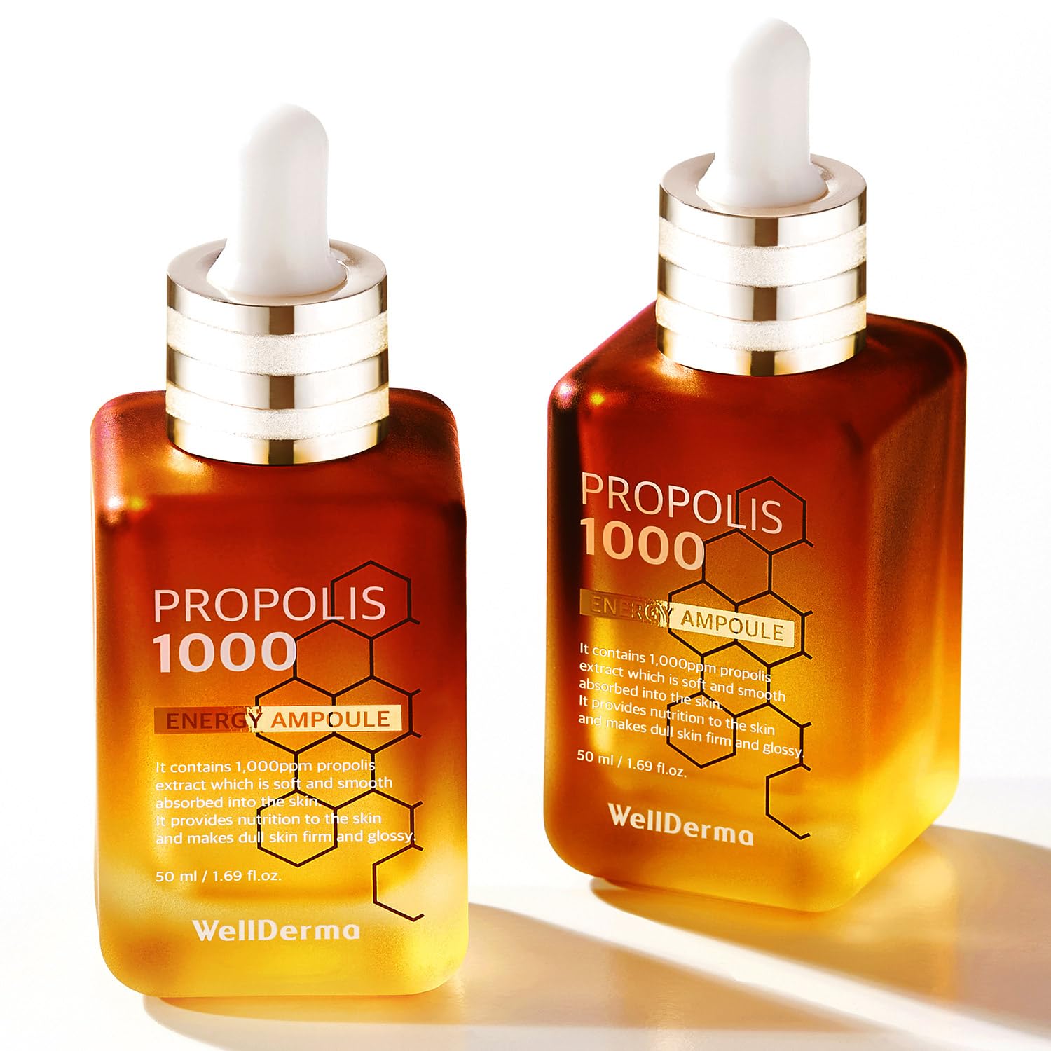 Wellderma Propolis Facial Ampoule For Dry Skin & Sensitive Skin Hydrating For Face Skin Care Korean Essence For Face Beauty Ampoule 1.69Oz 50Ml