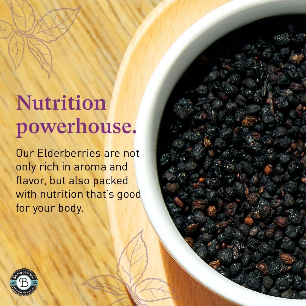 BIRDS AND BEES TEAS Dried Elderberries Bulk 1 lb - Makes Great Organic Elderberry Tea - Sambucus Nigra is Known for It's Immune System Booster Properties : Health & Household