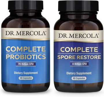 Dr. Mercola Complete Gut Restore Pack (90 Servings), Spore Restore 4 Billion CFU, Complete Probiotics 70 Billion CFU, Supports Digestive Health*, non GMO, Gluten Free, Soy Free