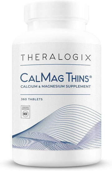 Theralogix CalMag Thins Calcium & Magnesium Supplement - Bone Support Supplement for Women & Men - Contains 200 mg of Calcium and 50 mg of Magnesium - NSF Certified - 360 Tablets