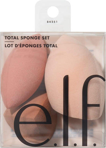 E.L.F. Total Sponge Set, Multi-Use Makeup Sponge Set For Flawless Blending, Great For Powder Or Liquid Concealer & Foundation, Vegan & Cruelty-Free