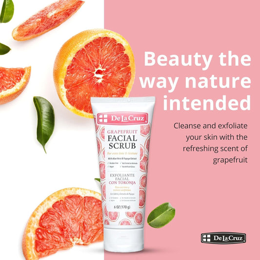 De La Cruz Grapefruit Facial Scrub - Face Exfoliator Scrub With Vitamin E, Papaya And Aloe Vera (0.6 Ounce (Trial Size))