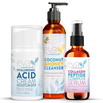 Peptide Complex Serum, Hyaluronic Acid Moisturizer, Coconut & Honey Cleanser