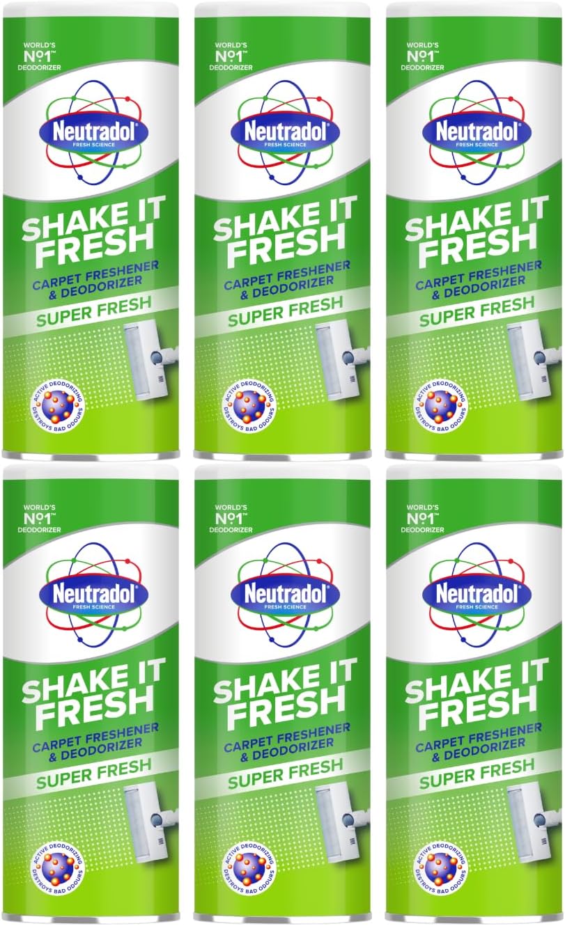 Neutradol Shake It Fresh Carpet Deodoriser, Odour Neutraliser For Carpets & Rugs, Super Fresh, Multipack Of 6 X 350G