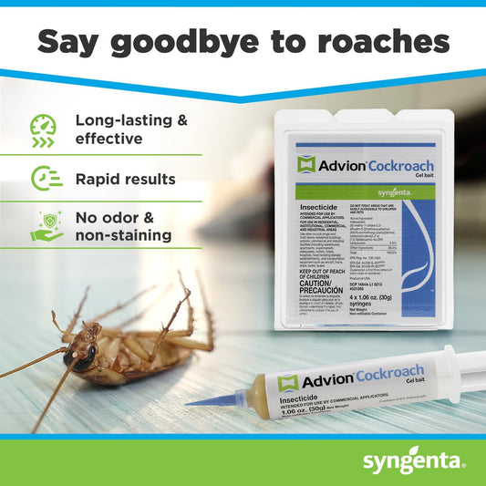 Advion Cockroach Gel Bait, (3 Pack) 12 Tubes X 30-Grams, German Roach Insect Pest Control, Indoor And Outdoor Use, Roach Killer Gel For American, German And Other Major Cockroach Species