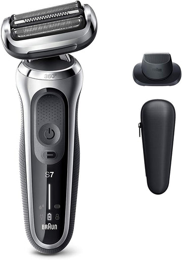 Braun Series 7 7020S Flex Electric Razor For Men With Precision Trimmer, Wet & Dry, Rechargeable, Cordless Foil Shaver, Silver