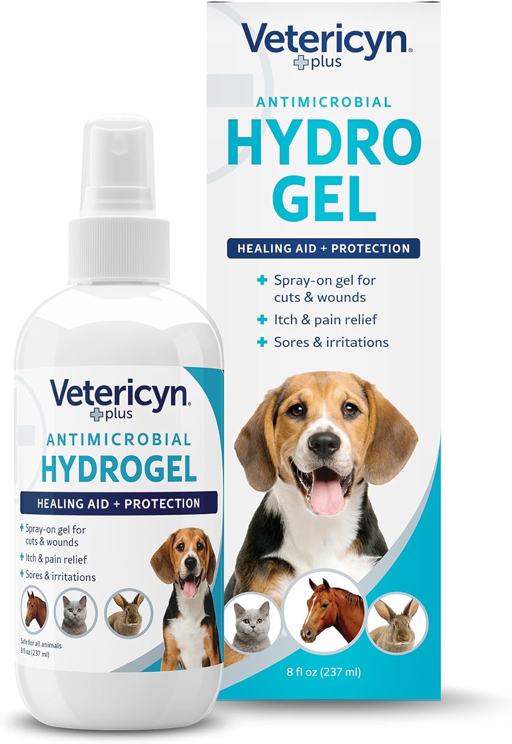 Vetericyn Plus Dog Wound Care Hydrogel Spray | Healing Aid and Wound Protectant, Sprayable Gel to Relieve Dog Itchy Skin, Safe for All Animals. 8 ounces