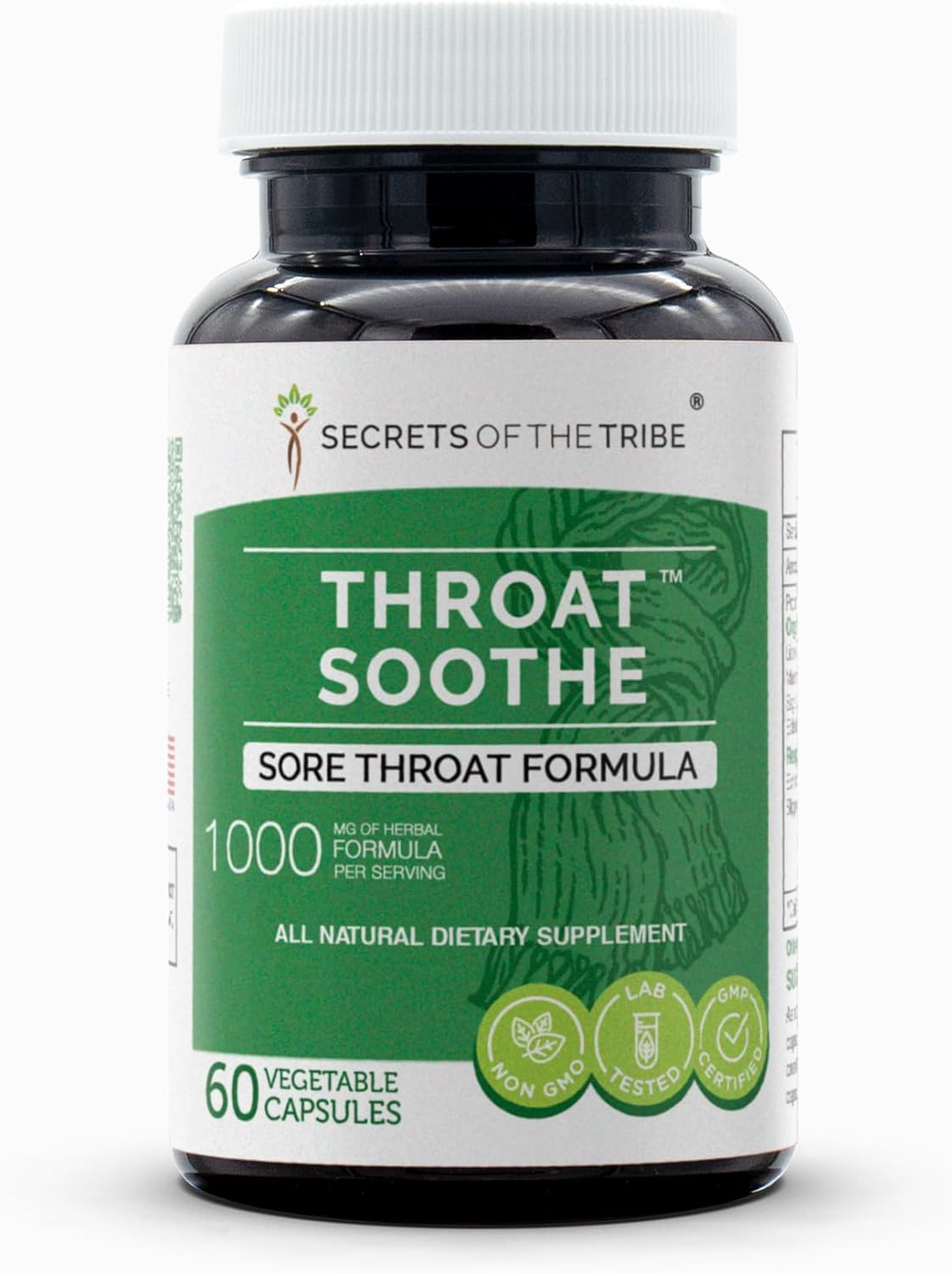 Secrets of the Tribe - Throat Soothe, Sore Throat Formula, Herbal Supplement Blend (60 Capsules)
