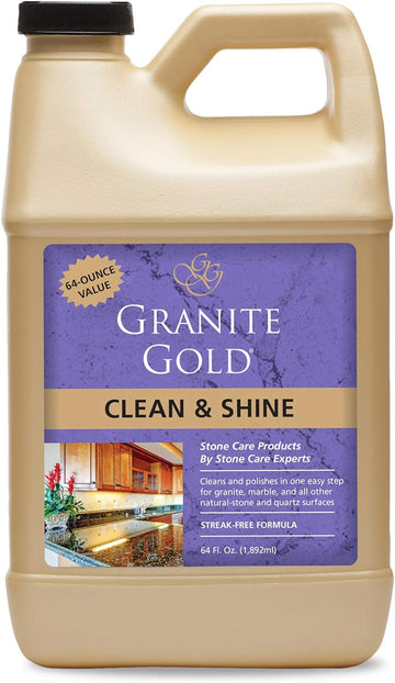 Granite Gold Clean and Shine Refill, Streak-Free Deep Cleaning and Polishing of Natural Stone and Quartz Surfaces, 64 Ounces