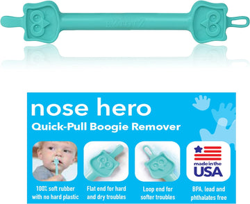 Nose Hero - Baby Nose and Ear Cleaner Tool - Made in USA 100% Soft Flexible Rubber Infant Booger Picker - Essential Baby Care Products - Nasal Boogie Sucker Tool - Safe, BPA Free