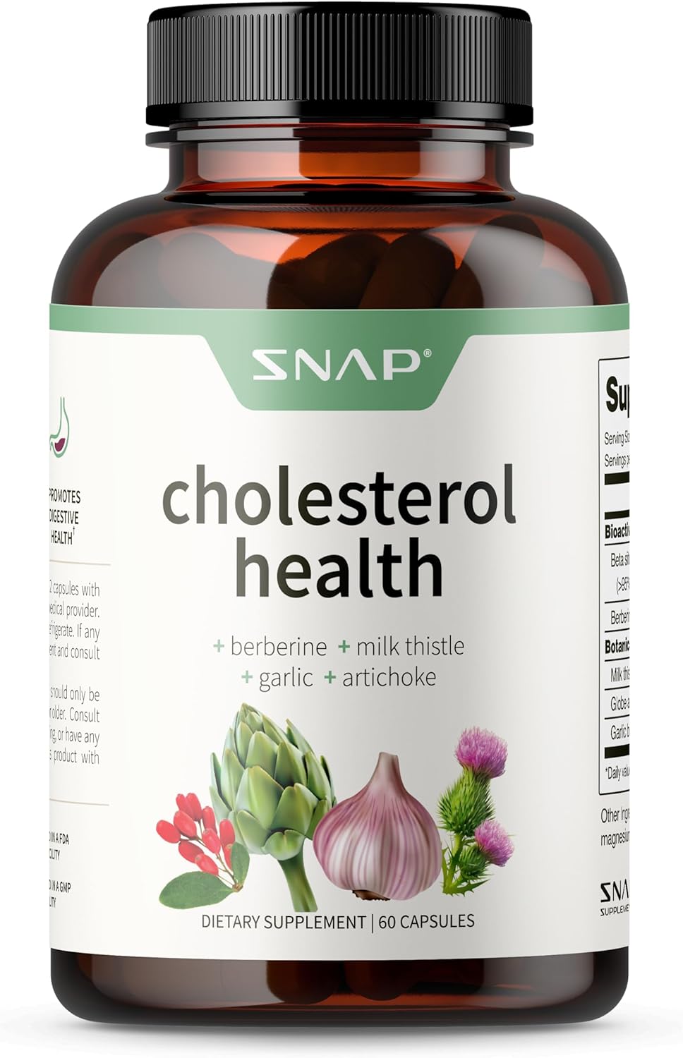 Snap Supplements Cholesterol Health - Support Healthy Cholesterol Levels And Natural Heart Health, 60 Capsules