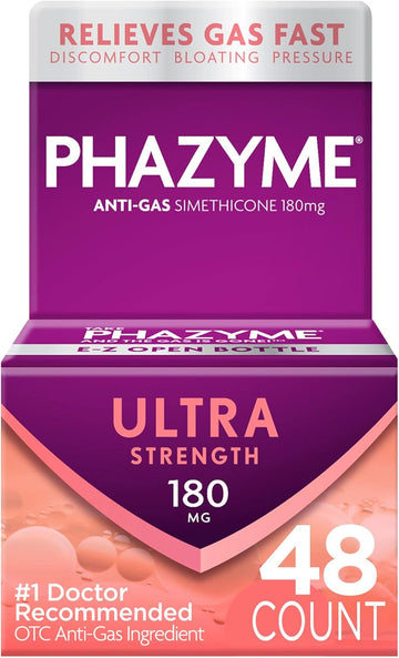 Phazyme Ultra Strength Gas & Bloating Relief, Works In Minutes, 48 Fast Gels