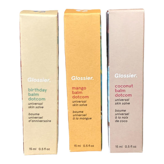 Glossier Balm Dotcom Trio Mango, Birthday, Coconut Size: 0.5 Fl Oz / 15 Ml