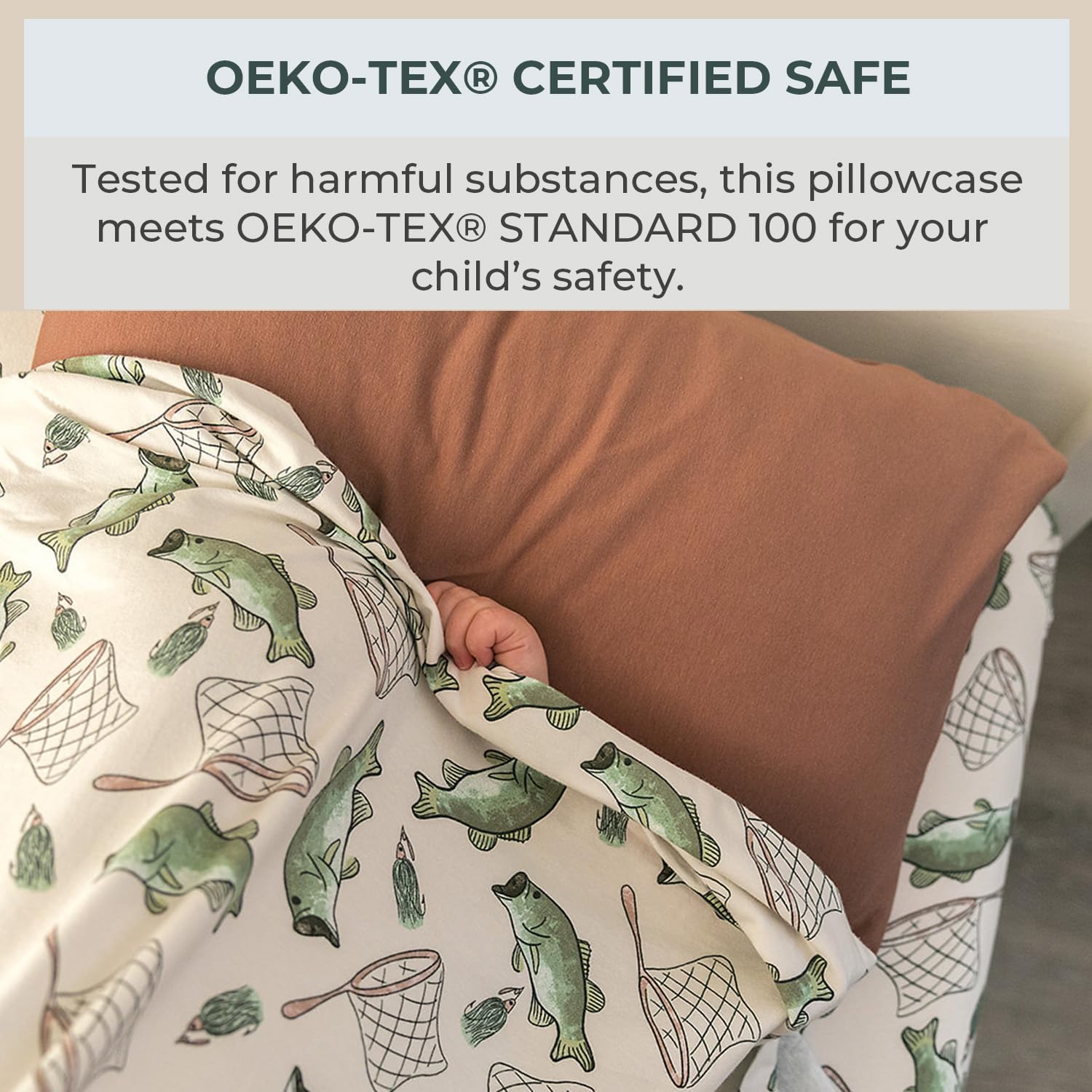 Pobibaby - 2 Pack Premium Toddler Solid Pillowcase - Ultra Soft Jersey Knit - Crib & Kids Pillow, Travel Pillow Case Cover (Gone Fishing)