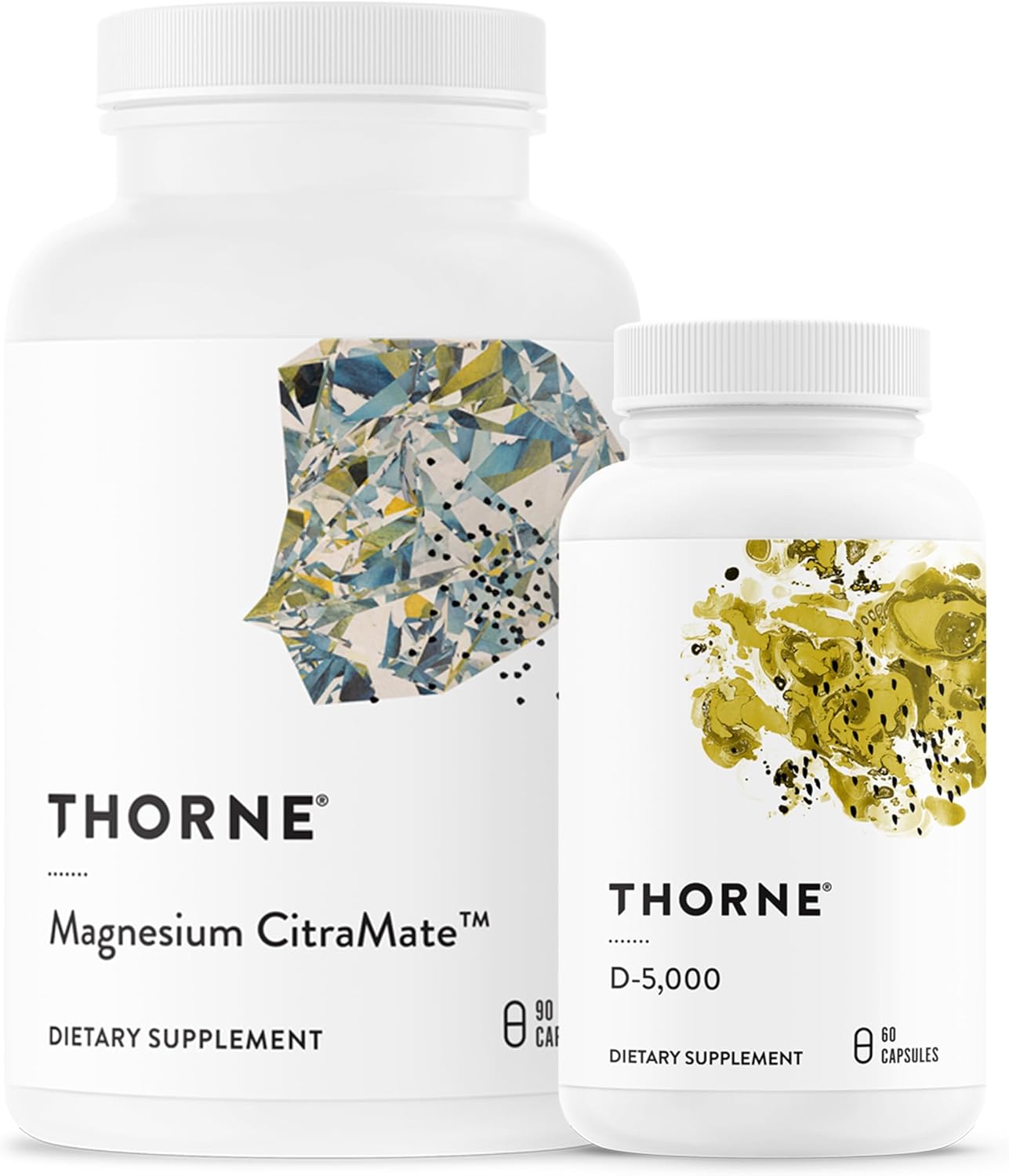 Thorne Magnesium Citramate & Vitamin D-5000 Duo - Heart, Bones, Muscles - 60 To 90 Servings