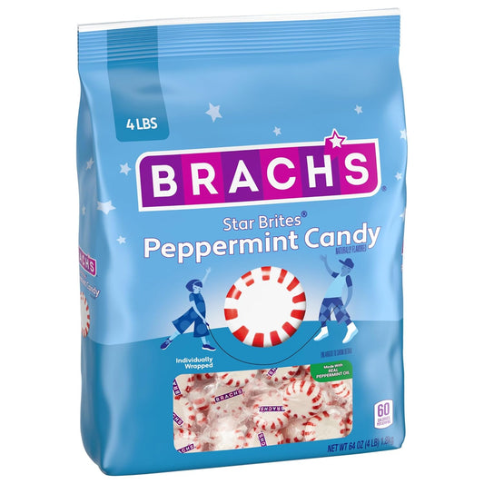 Brach'S Star Brites, Candy, Peppermint, Individually Wrapped, Made With Real Peppermint Oil, Back To School Candy Treat, 4 Lbs, 360 Ct