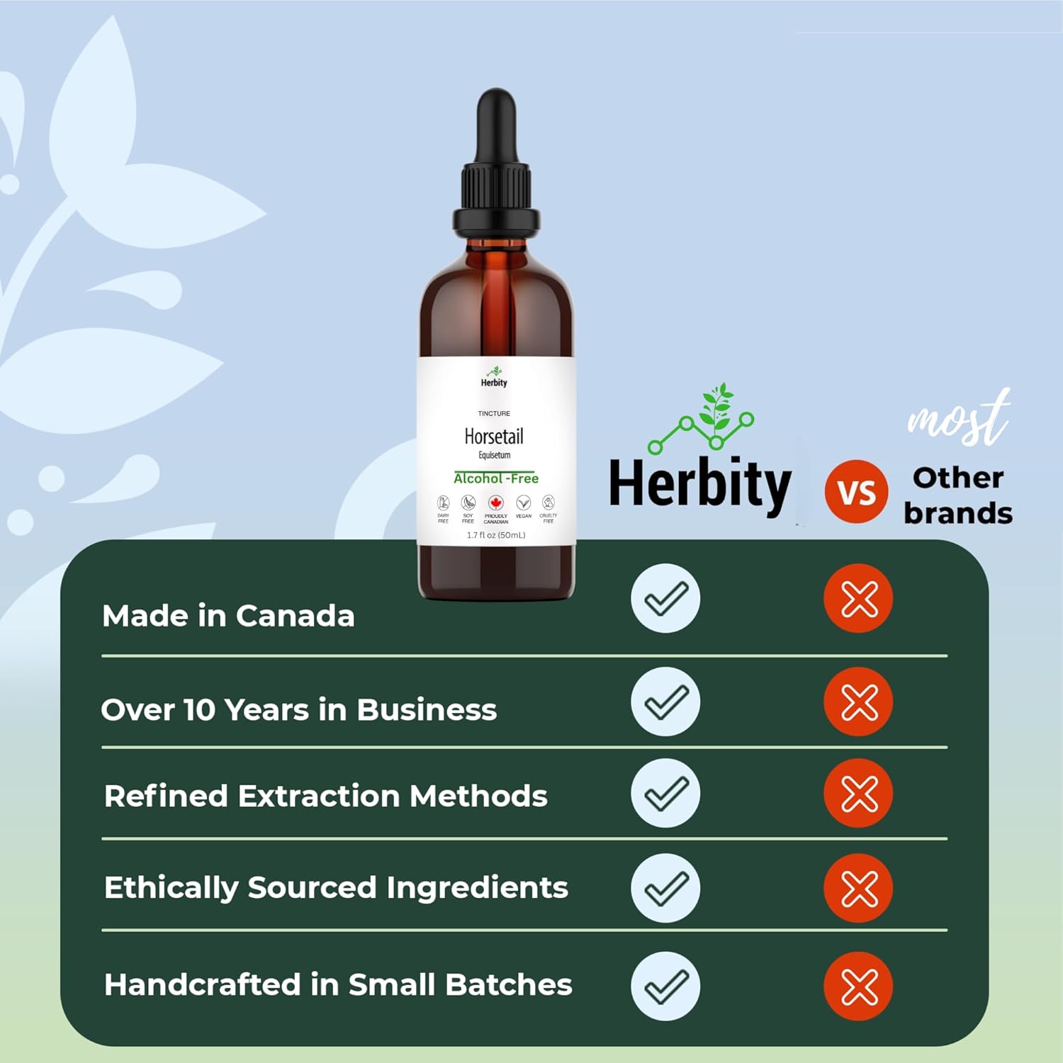 Herbity Horsetail Tincture – Alcohol-Free Herbal Extract For Hair, Skin, Nails & Bone Support – Vegan, Sugar-Free, Glycerin-Based Supplement – 1.7 Fl Oz (50 Ml) : Health & Household