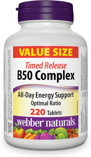 Webber Naturals B50 Complex Time Released, 220 Tablets