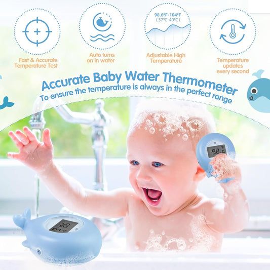 Baby Bath Thermometer, Whale Bath Thermometer Baby Safety, BPA-Free Bath Tub Thermometer, Temp Warning Water Thermometer & Room Thermometer, Bath Thermometer for Pregnancy, Infants, Newborn