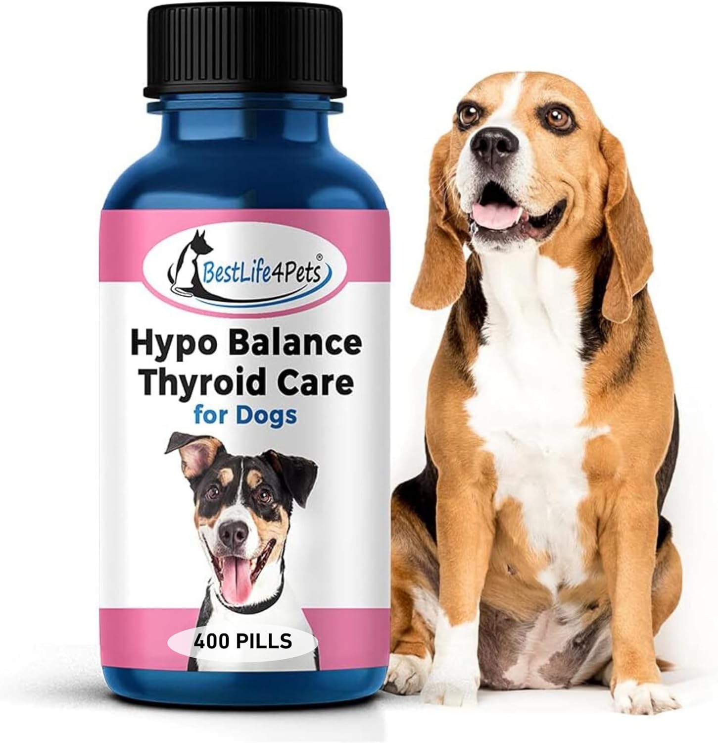 BestLife4Pets Hypo-Balance Thyroid Support for Dogs - Natural Canine Thyroid Supplement Supports Endocrine System to Restore Energy, Improve Mood, Reduce Shedding and Boost Metabolic Functions