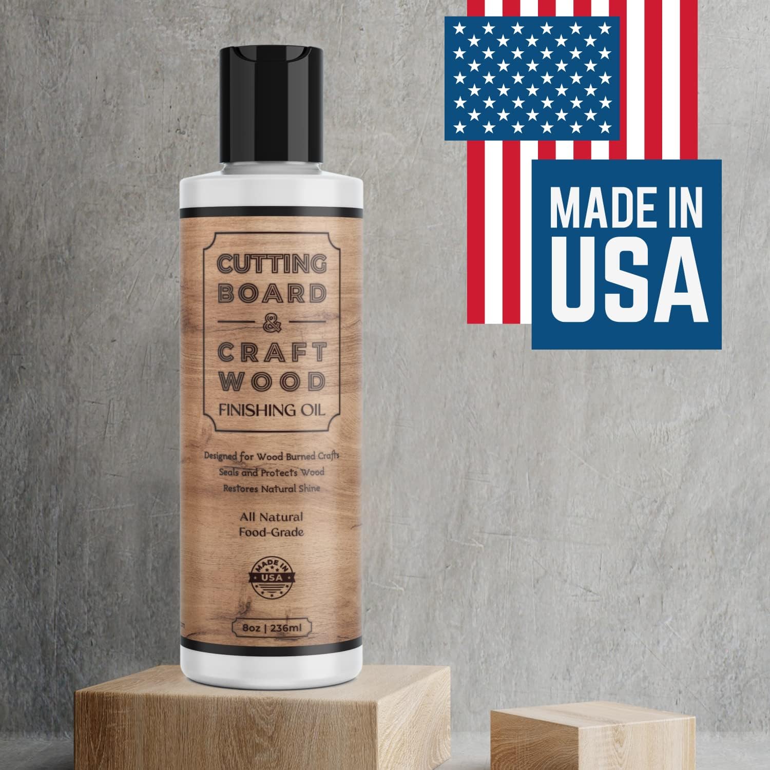 Craft Wood Finishing Oil + Conditioner - 8oz Food-Safe Wood Oil With Citrus Scent - Made in USA - Natural Mineral Oil for Cutting Board, Butcher Block, Kitchen Utensils - Oil + Seal Wood Burned Crafts : Health & Household
