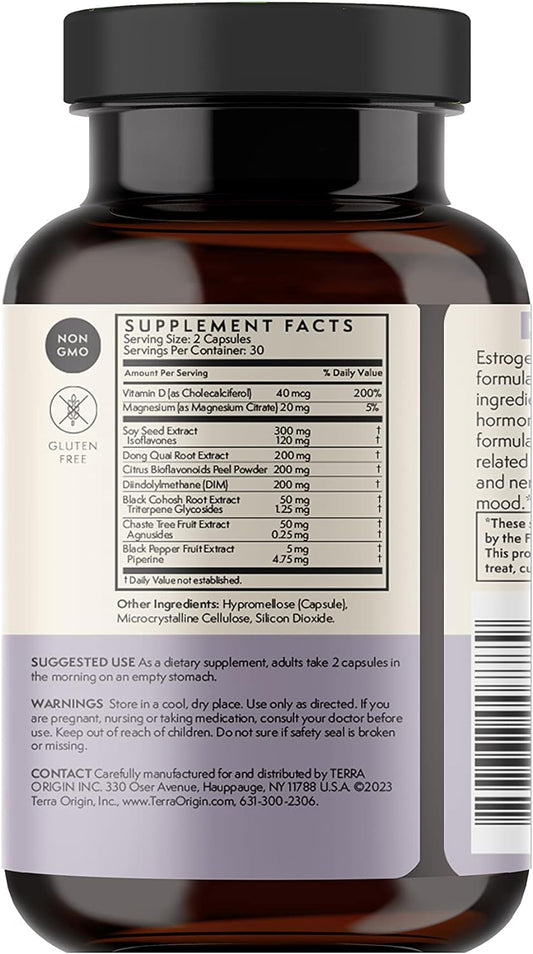 Healthy Multi-Symptom Menopause | w/BioPerine | 60 Veggie Caps | DIM, Black Cohosh, Dong Quai, Soy Iso, Chaste Tree Berry and more! | Supports Healthy Estrogen Levels, Hot Flashes, Night Sweats