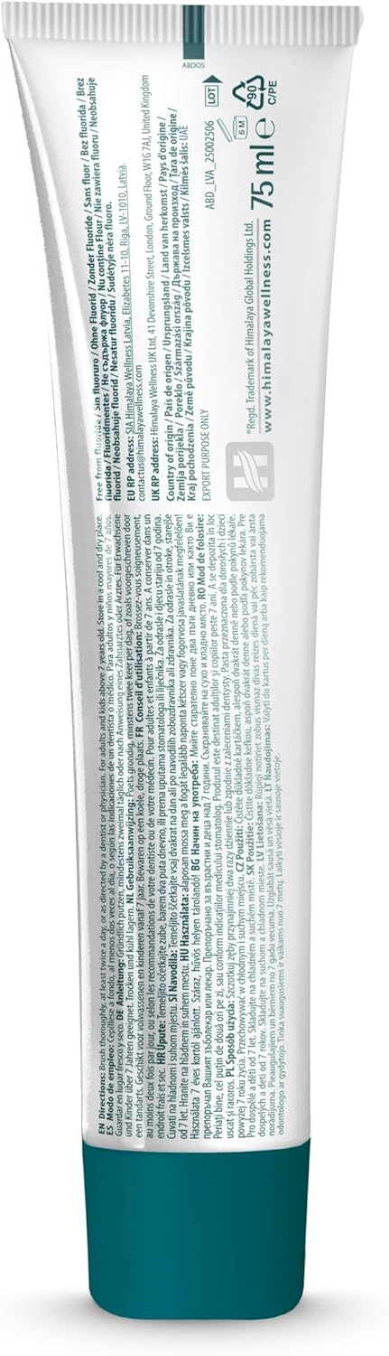 Himalaya Anti-Plaque Herbal Toothpaste | 75Ml | Vegan | Natural Origin | Enamel Safe | Ayurvedic Formula For Plaque Reduction | Fresh Minty Taste | 100% Recyclable Packaging | Fluoride-Free