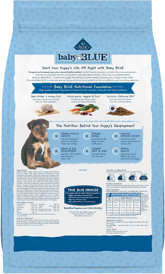 Blue Buffalo Baby Blue Natural Dry Food For Puppies, Healthy Growth Formula With Dha, Savory Chicken Recipe, 11-Lb. Bag