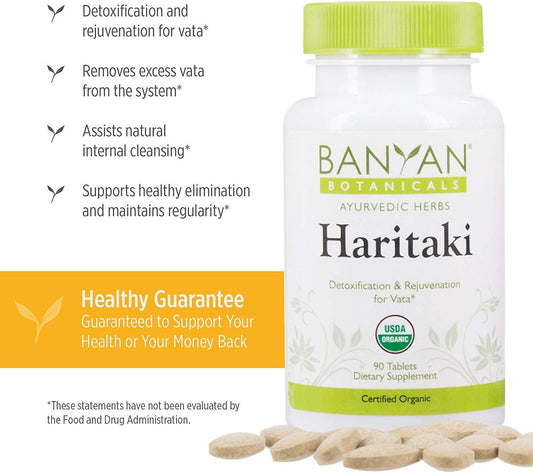 Banyan Botanicals Haritaki – Certified Organic Haritaki Tablets – Terminalia Chebula – Supports Detoxification & Rejuvenation* – 90 Tablets – Sustainably Sourced Certified Fair for Life Fair Trade