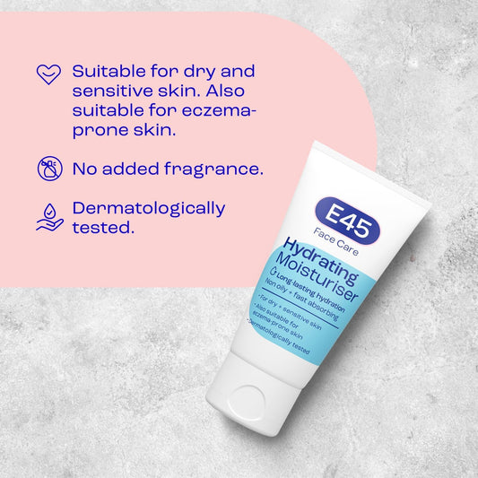 E45 Face Moisturiser – Hydrating Face Cream for Long-Lasting Moisturisation - Lightweight Cream for Dry and Sensitive Skin – Fast-Absorbing and Non-Greasy Formula - Dermatologically Tested - 50ml : Amazon.co.uk: Beauty