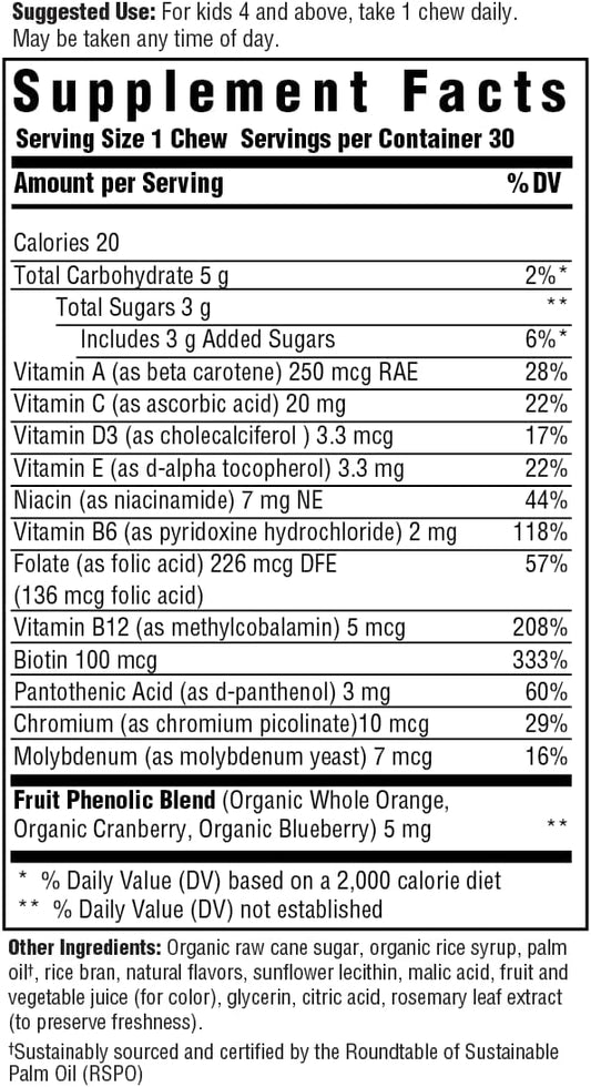 Megafood Kids One Daily Multivitamin Soft Chews - Kids Vitamins With Vitamin B, Vitamin C, Vitamin D & Vitamin E - Age 4+, Vegetarian, Made Without 9 Food Allergens - Grape Flavor - 30 Chews