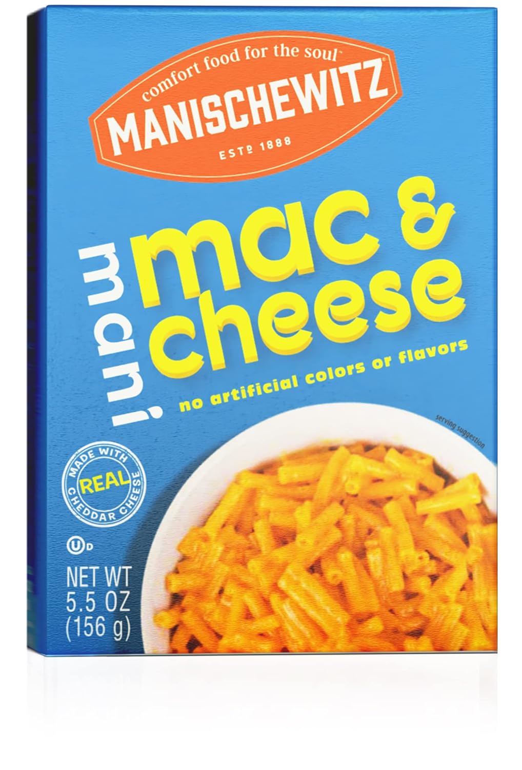 Manischewitz Kosher Mac & Cheese, 5.5oz, Made with Real Cheddar Cheese, No Artificial Colors of Flavors, Certified Kosher