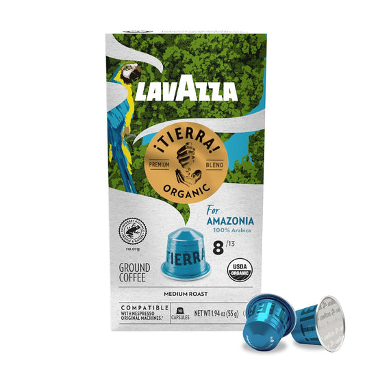 Lavazza ¡Tierra! For Amazonia Aluminum Capsules Compatible With Nespresso* Original Machines, Medium Espresso Roast, 100% Arabica (60 Capsules)