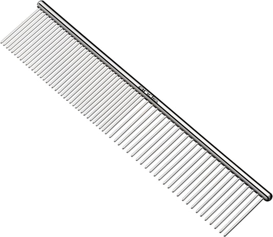 Andis 65730 Stainless-Steel Comb for Knots, Mats & Loose Hair Removal - Effective Dematting Tool, Comfortable, Lightweight, Portable & Safe for Dogs, Cats & Pets – Silver, 7-1/2-Inch