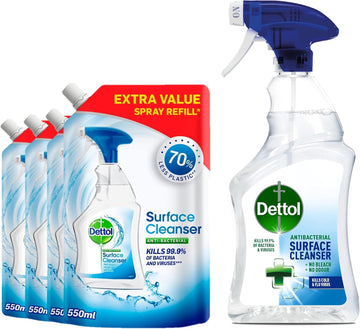 Dettol - Antibacterial Surface Cleanser Spray 750Ml + 4 X 550Ml Surface Cleanser Refills