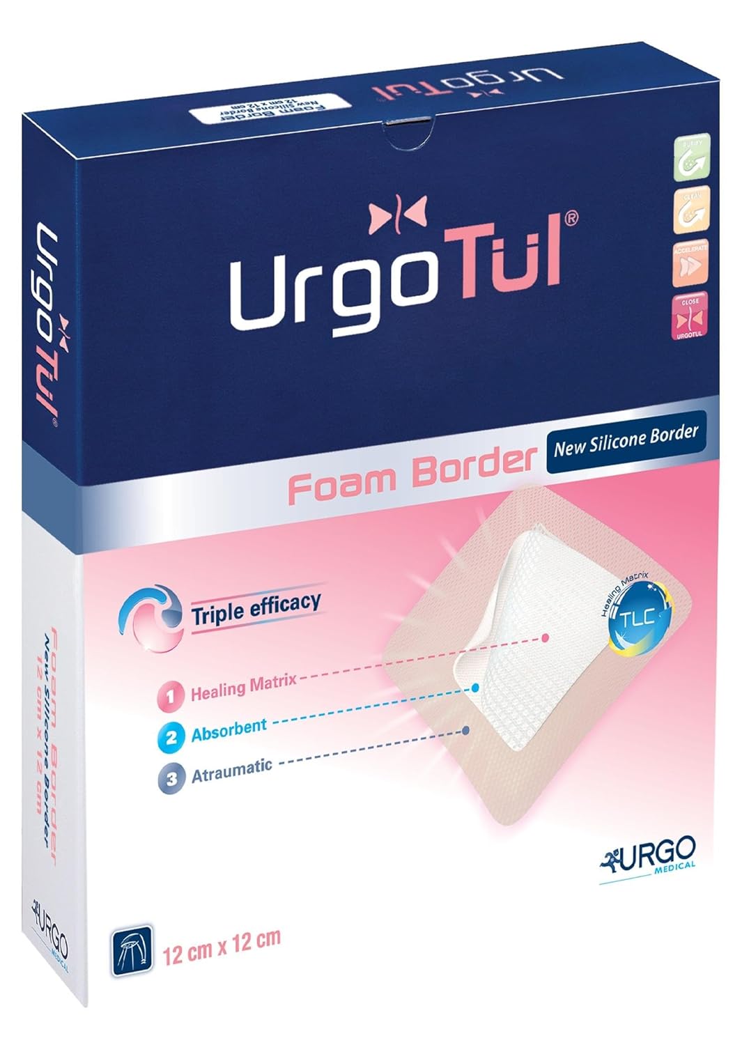 Urgo 550779 Bandages, Urgotül Foam Border Sacrum 20 Cm X 20 Cm (Pack Of 5)