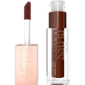 Maybelline Lifter Gloss, Hydrating Lip Gloss With Hyaluronic Acid, High Shine For Plumper Looking Lips, Heat, Raspberry Neutral, 0.18 Ounce