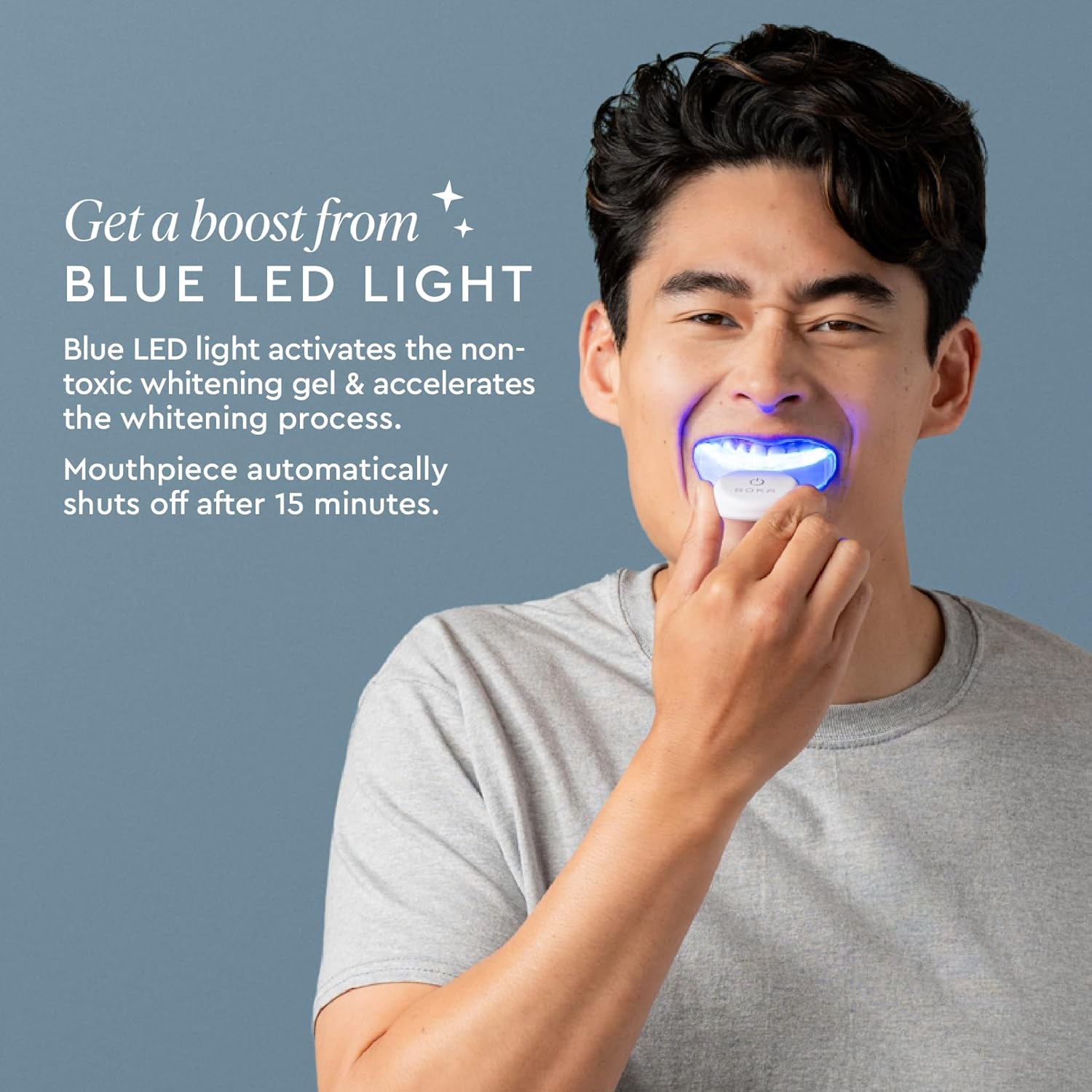 Boka Teeth Whitening Kit with LED Light for Sensitive Teeth - 15 Minutes for Whiter Teeth - Peroxide & Fluoride-Free Nano Hydroxyapatite Gel - Remove Stains from Coffee, Wines, Soda, Food, Smoking : Health & Household