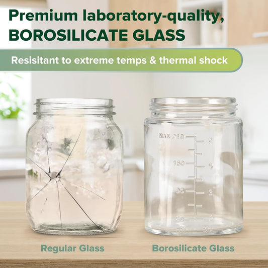 Haakaa Reusable Glass Baby Food Storage Jars with Silicone Lids – 6pc 4 x 4oz + 2 x 7oz, Premium Lab-Quality Borosilicate Glass, Plastic-Free, Freezer, Microwave & Ovensafe