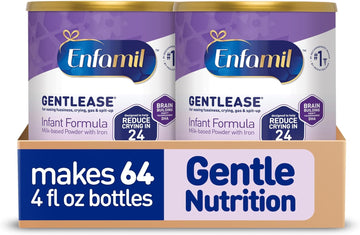 Enfamil Gentlease Baby Formula, Clinically Proven To Reduce Fussiness, Crying, Gas & Spit-Up In 24 Hours, Brain-Building Omega-3 Dha & Choline, Baby Milk, 19.9 Oz Powder Can? (Pack Of 2)