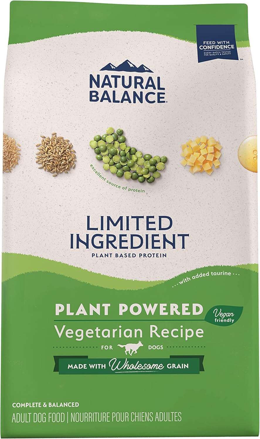 Natural Balance Limited Ingredient Adult Dry Dog Food With Vegan Plant Based Protein And Healthy Grains, Vegetarian Recipe, 4 Pound (Pack Of 1)