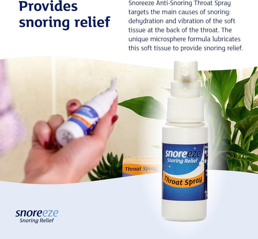 Snoreeze Anti-Snoring Throat Spray - Effective Snoring Aids For Men & Women - Fast Acting Lubricating Thermo Gel - Snore Stopper To Use With Mobile App - 23,5Ml, 50 Nights Use