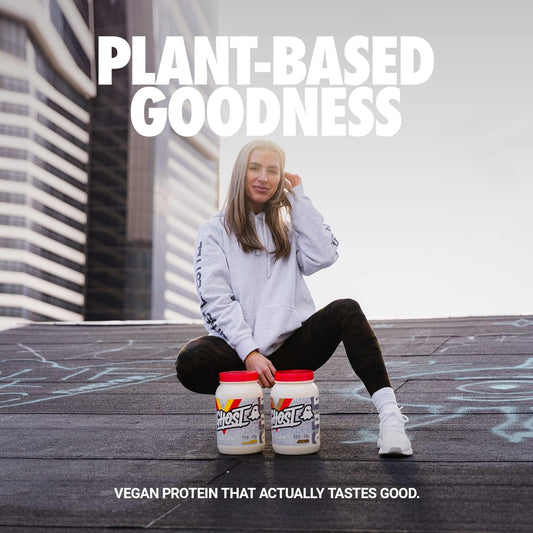 Ghost Vegan Protein Powder, Banana Pancake Batter - 2Lb, 20G Of Protein - Plant-Based Pea & Organic Pumpkin Protein - ­Post Workout & Nutrition Shakes, Smoothies, & Baking - Soy & Gluten-Free