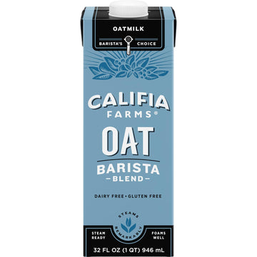 Califia Farms - Oat Barista Blend Oat Milk, 32 Oz, Dairy Free, Vegan, Plant Based, Gluten Free, Non Gmo, Milk Frother, Coffee Creamer