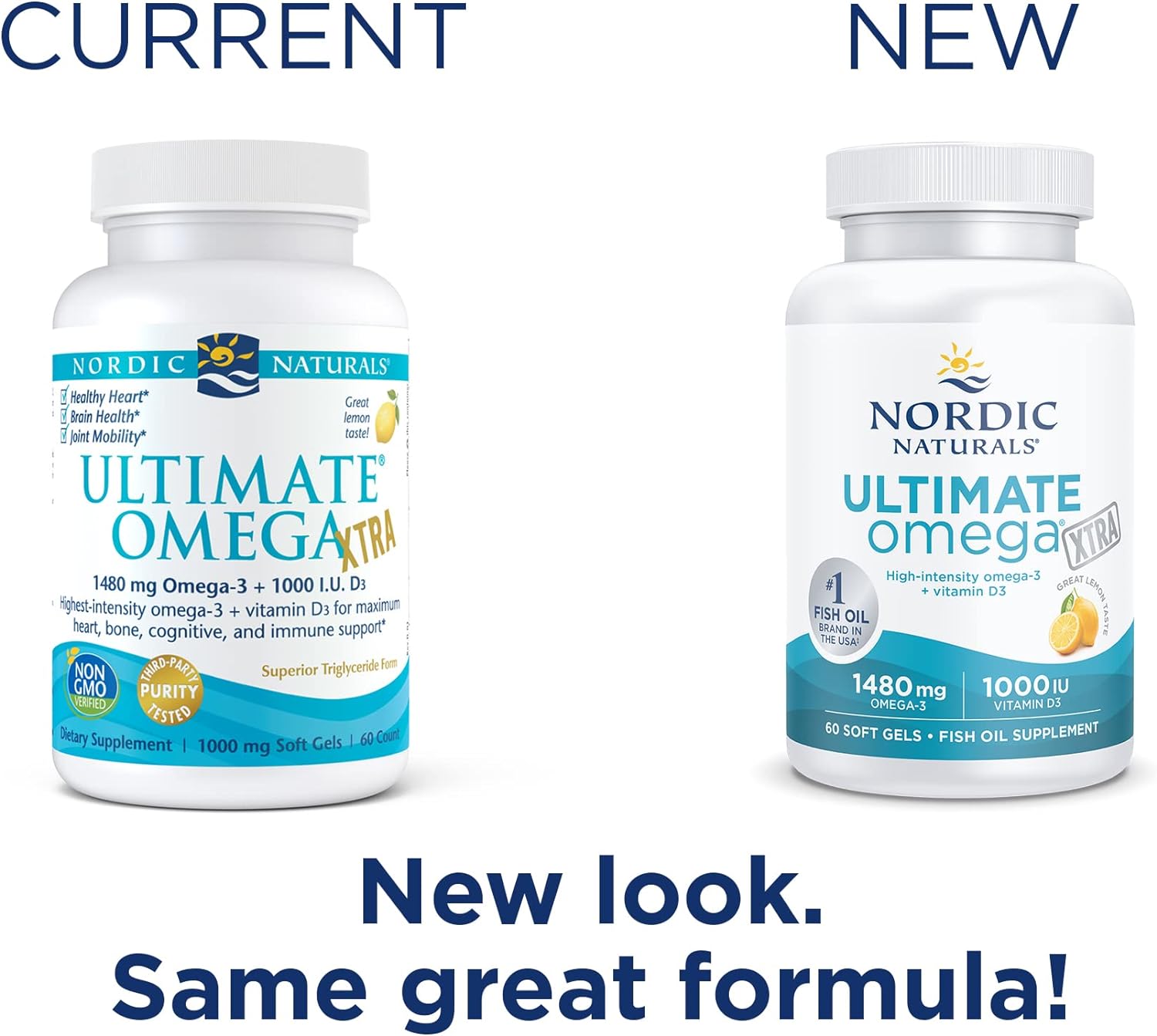 Nordic Naturals Ultimate Omega Xtra, Lemon Flavor - 60 Soft Gels - 1480 mg Omega-3 + 1000 IU Vitamin D3 - Omega-3 Fish Oil - EPA & DHA - Brain, Heart, Joint, & Immune Health - 30 Servings : Health & Household