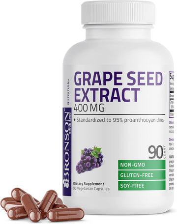 Bronson Grape Seed Extract 400 Mg - Antioxidant & Immune Support - Standardized Extract With 95% Proanthocyanidins- Non Gmo, 90 Vegetarian Capsules